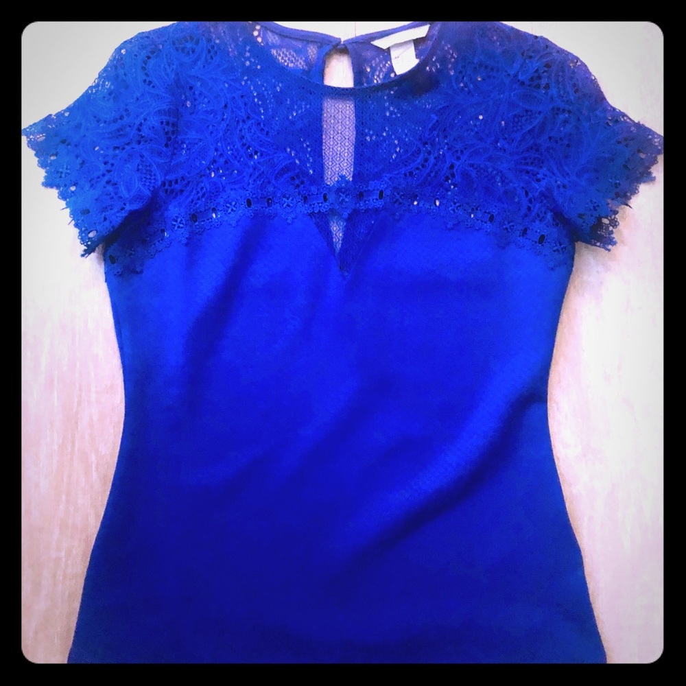 H&M Blue lace top